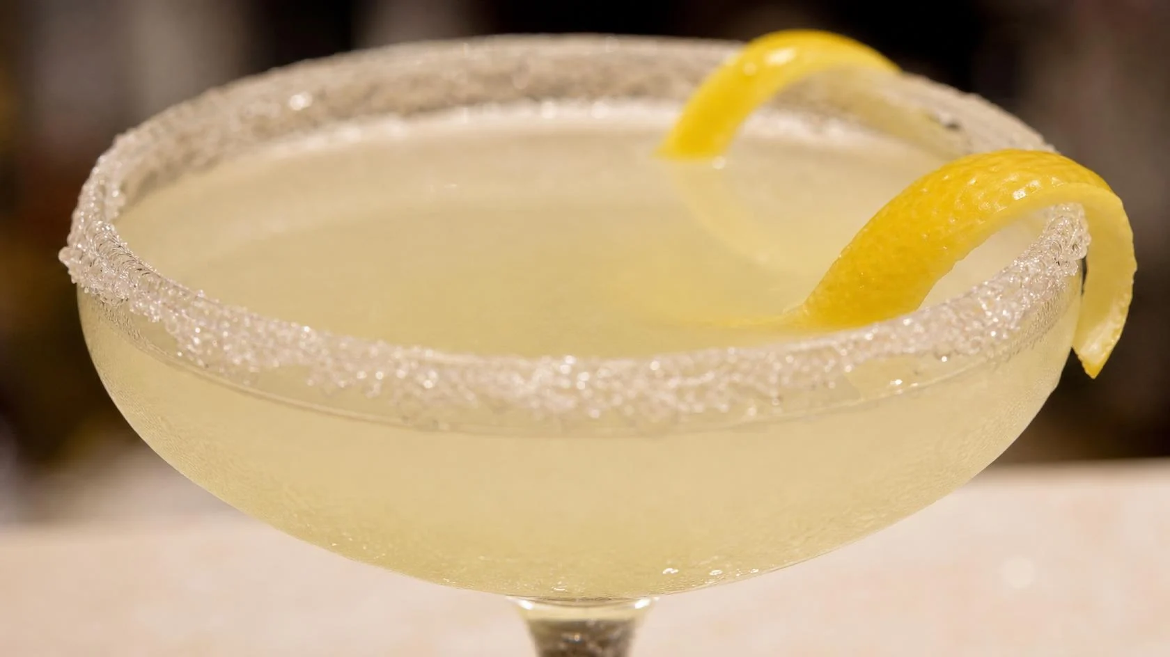 Lemon drop martini with a sugared rim